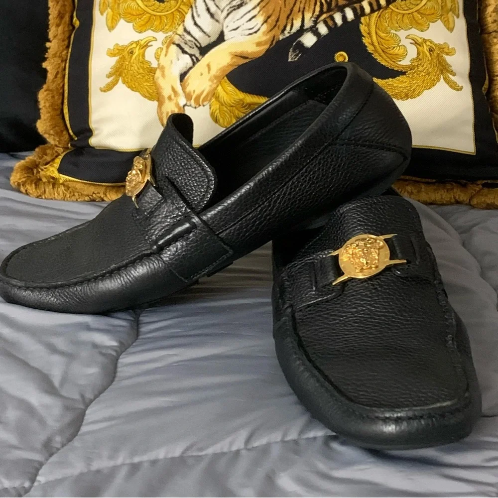 Versace Pebble Leather Drivers - Picture 2 of 10